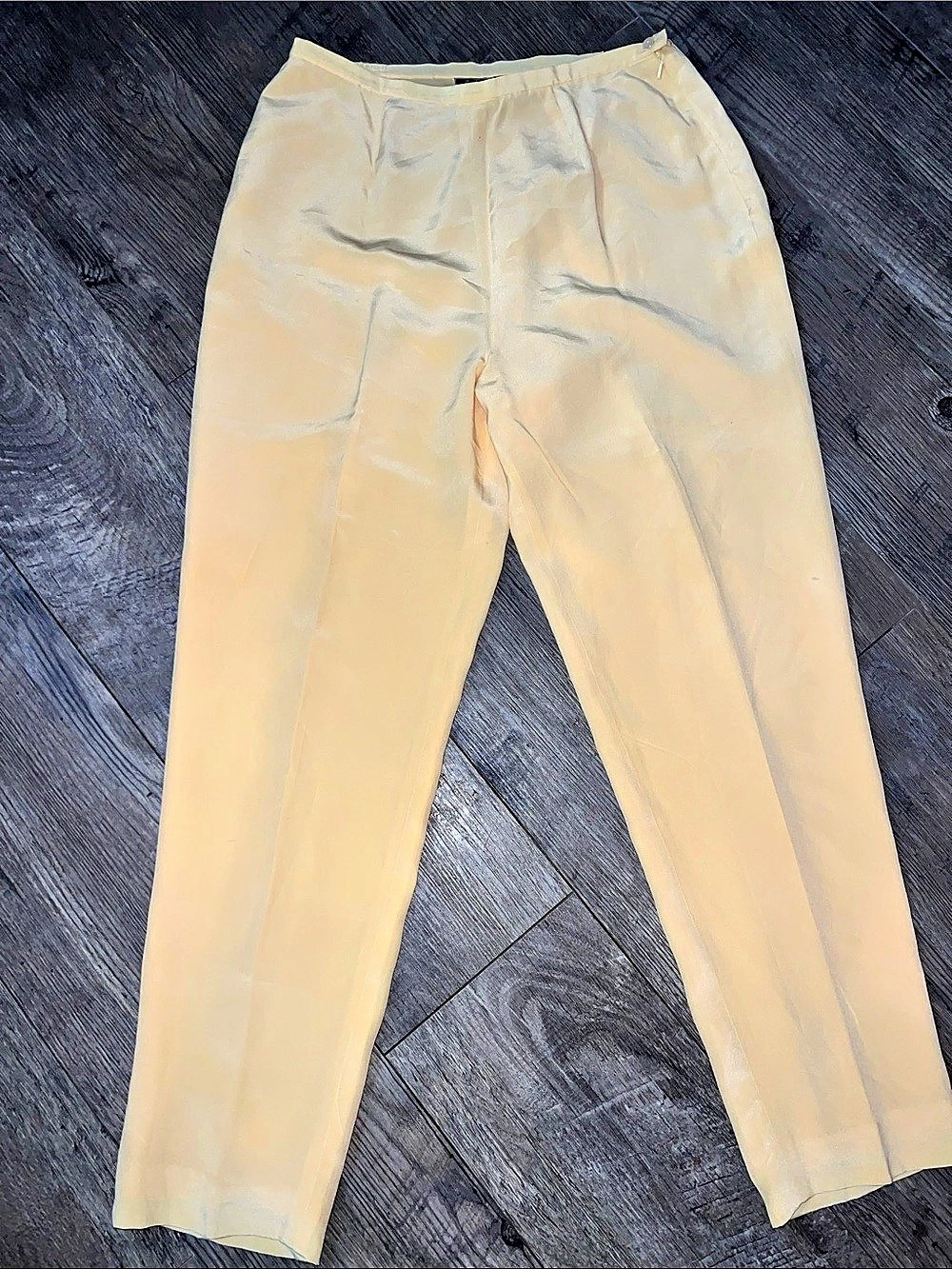Patrick Collection Silk Straight Leg Pants in Yellow Size 10
